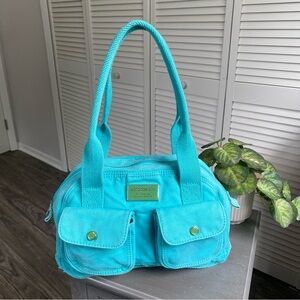 Y2K 2009 Aeropostale Teal Blue Canvas Bowler Duffle Bag